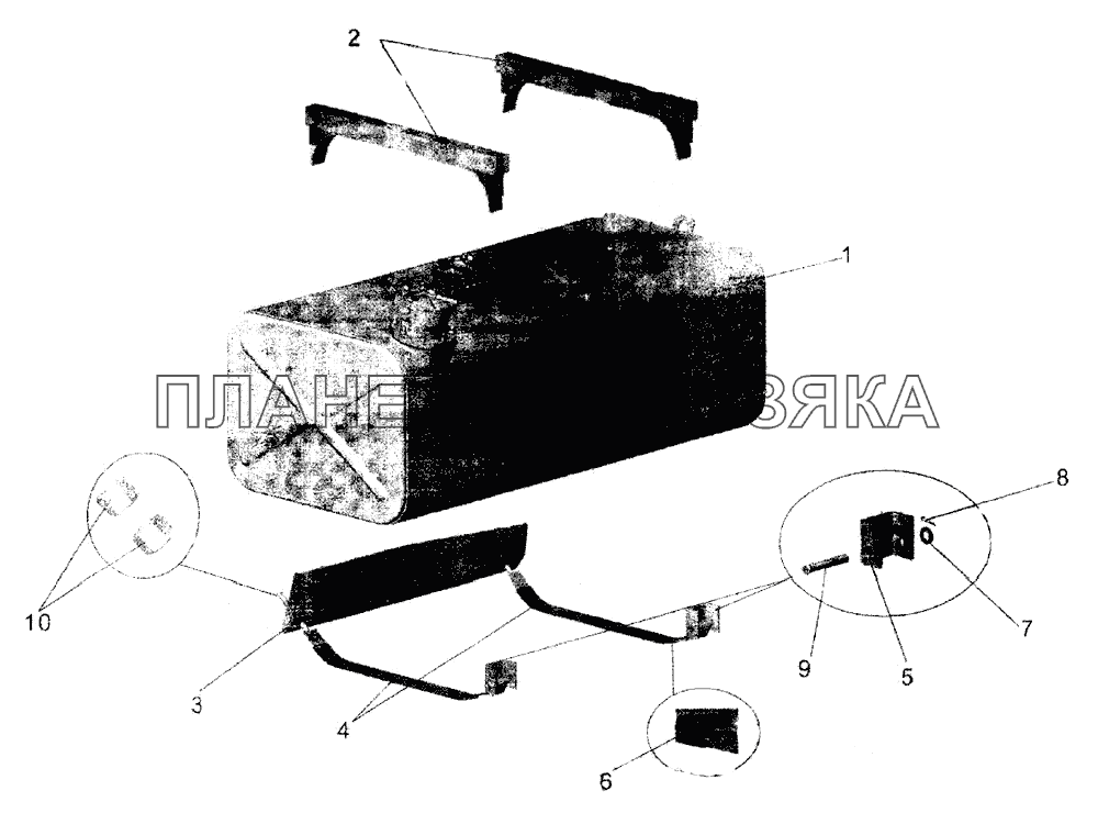 Крепление топливного бака МАЗ-104